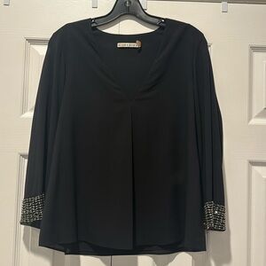 Alice + Olivia black v neck top with sequin